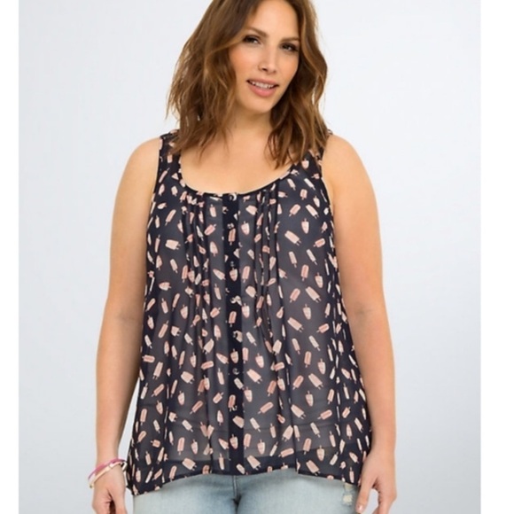 Torrid Chiffon Popsicle Print Tulip Back Tank Size 1X - Picture 1 of 10